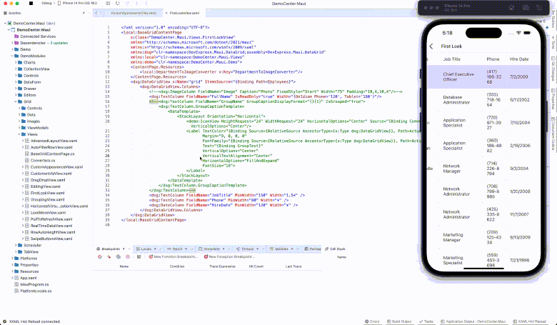 DevExpress .NET MAUI Controls v22.2 - Hot Reload
