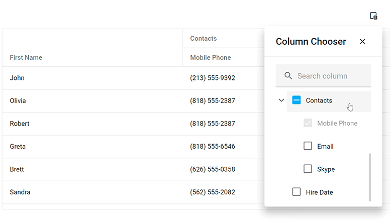 DataGrid ColumnChooser