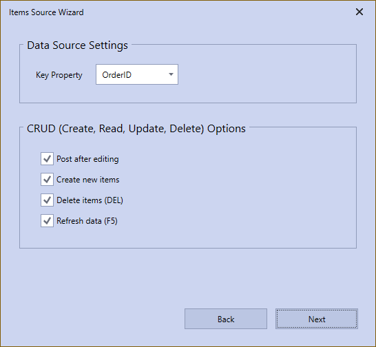 Items Source Wizard Add CRUD